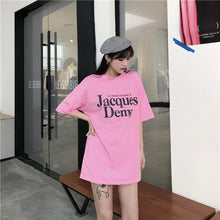 Load image into Gallery viewer, 2019 New Korean version of carefully machine leisure set loose large version of T-shirt letters printed dress 8038