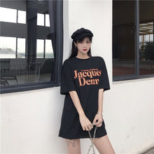 Load image into Gallery viewer, 2019 New Korean version of carefully machine leisure set loose large version of T-shirt letters printed dress 8038