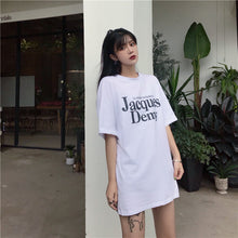 Load image into Gallery viewer, 2019 New Korean version of carefully machine leisure set loose large version of T-shirt letters printed dress 8038