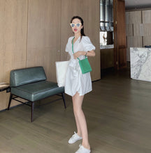 Load image into Gallery viewer, 2019 new Korean version of solid color bubble sleeve wrinkle irregular dress fashion design slim skirt 9935