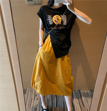 Load image into Gallery viewer, Summer 2019 new suit female design lantern skirt skirt+pop print split coat 9938