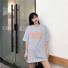 Load image into Gallery viewer, 2019 New Korean version of carefully machine leisure set loose large version of T-shirt letters printed dress 8038