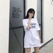 Load image into Gallery viewer, 2019 New Korean version of carefully machine leisure set loose large version of T-shirt letters printed dress 8038