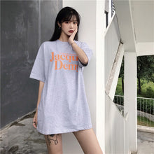 Load image into Gallery viewer, 2019 New Korean version of carefully machine leisure set loose large version of T-shirt letters printed dress 8038