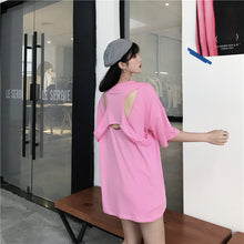 Load image into Gallery viewer, 2019 New Korean version of carefully machine leisure set loose large version of T-shirt letters printed dress 8038