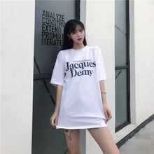 Load image into Gallery viewer, 2019 New Korean version of carefully machine leisure set loose large version of T-shirt letters printed dress 8038