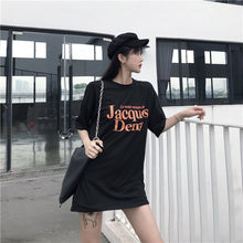 Load image into Gallery viewer, 2019 New Korean version of carefully machine leisure set loose large version of T-shirt letters printed dress 8038