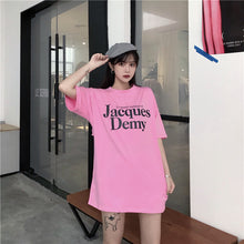 Load image into Gallery viewer, 2019 New Korean version of carefully machine leisure set loose large version of T-shirt letters printed dress 8038