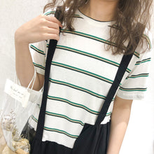 Load image into Gallery viewer, The 2019 summer new women's straps striped two-piece Korean dress suit micro supply 3660