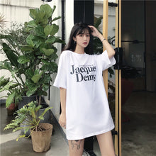 Load image into Gallery viewer, 2019 New Korean version of carefully machine leisure set loose large version of T-shirt letters printed dress 8038