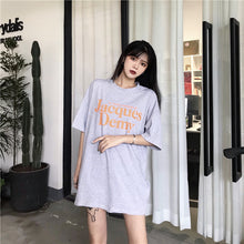 Load image into Gallery viewer, 2019 New Korean version of carefully machine leisure set loose large version of T-shirt letters printed dress 8038
