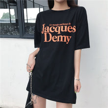 Load image into Gallery viewer, 2019 New Korean version of carefully machine leisure set loose large version of T-shirt letters printed dress 8038