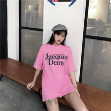 Load image into Gallery viewer, 2019 New Korean version of carefully machine leisure set loose large version of T-shirt letters printed dress 8038