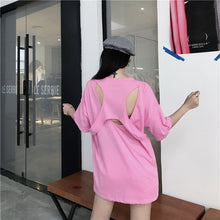 Load image into Gallery viewer, 2019 New Korean version of carefully machine leisure set loose large version of T-shirt letters printed dress 8038