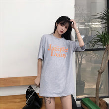 Load image into Gallery viewer, 2019 New Korean version of carefully machine leisure set loose large version of T-shirt letters printed dress 8038