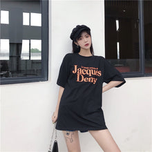 Load image into Gallery viewer, 2019 New Korean version of carefully machine leisure set loose large version of T-shirt letters printed dress 8038