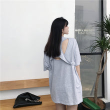 Load image into Gallery viewer, 2019 New Korean version of carefully machine leisure set loose large version of T-shirt letters printed dress 8038