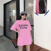 Load image into Gallery viewer, 2019 New Korean version of carefully machine leisure set loose large version of T-shirt letters printed dress 8038