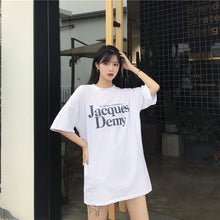 Load image into Gallery viewer, 2019 New Korean version of carefully machine leisure set loose large version of T-shirt letters printed dress 8038