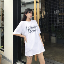 Load image into Gallery viewer, 2019 New Korean version of carefully machine leisure set loose large version of T-shirt letters printed dress 8038