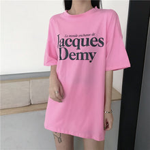 Load image into Gallery viewer, 2019 New Korean version of carefully machine leisure set loose large version of T-shirt letters printed dress 8038