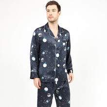 Load image into Gallery viewer, Star Lovers 100% Silk Satin Pyjamas Men's Spring/Summer Fashion Two-piece Home Wear