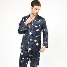 Load image into Gallery viewer, Star Lovers 100% Silk Satin Pyjamas Men's Spring/Summer Fashion Two-piece Home Wear