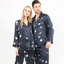 Load image into Gallery viewer, Star Lovers 100% Silk Satin Pyjamas Men's Spring/Summer Fashion Two-piece Home Wear