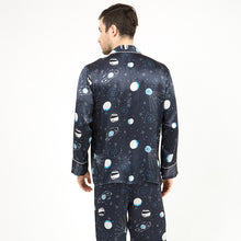 Load image into Gallery viewer, Star Lovers 100% Silk Satin Pyjamas Men's Spring/Summer Fashion Two-piece Home Wear