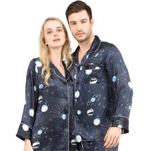 Load image into Gallery viewer, Star Lovers 100% Silk Satin Pyjamas Men's Spring/Summer Fashion Two-piece Home Wear