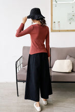 Load image into Gallery viewer, [No refund, no change at the end of the season] Women 148 with round collar, slim pullover, knitted bottom sweater