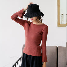 Load image into Gallery viewer, [No refund, no change at the end of the season] Women 148 with round collar, slim pullover, knitted bottom sweater
