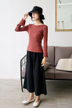 Load image into Gallery viewer, [No refund, no change at the end of the season] Women 148 with round collar, slim pullover, knitted bottom sweater