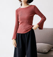 Load image into Gallery viewer, [No refund, no change at the end of the season] Women 148 with round collar, slim pullover, knitted bottom sweater