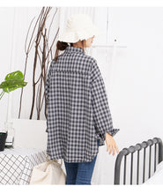 Load image into Gallery viewer, Plaid shirt Rabbit ear bow leisure women's shirt 2212