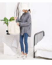 Load image into Gallery viewer, Plaid shirt Rabbit ear bow leisure women's shirt 2212