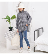 Load image into Gallery viewer, Plaid shirt Rabbit ear bow leisure women's shirt 2212