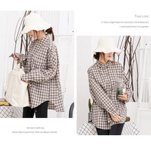 Load image into Gallery viewer, Plaid shirt Rabbit ear bow leisure women's shirt 2212