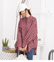 Load image into Gallery viewer, Plaid shirt Rabbit ear bow leisure women's shirt 2212