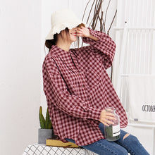 Load image into Gallery viewer, Plaid shirt Rabbit ear bow leisure women's shirt 2212