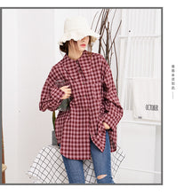 Load image into Gallery viewer, Plaid shirt Rabbit ear bow leisure women's shirt 2212