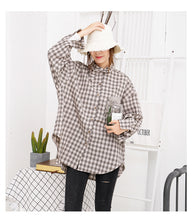 Load image into Gallery viewer, Plaid shirt Rabbit ear bow leisure women's shirt 2212