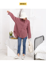 Load image into Gallery viewer, Plaid shirt Rabbit ear bow leisure women's shirt 2212