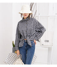 Load image into Gallery viewer, Plaid shirt Rabbit ear bow leisure women's shirt 2212