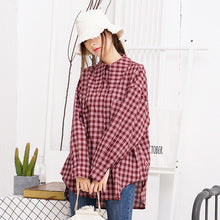 Load image into Gallery viewer, Plaid shirt Rabbit ear bow leisure women's shirt 2212