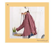 Load image into Gallery viewer, Plaid shirt Rabbit ear bow leisure women's shirt 2212