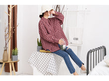 Load image into Gallery viewer, Plaid shirt Rabbit ear bow leisure women's shirt 2212
