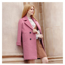 Load image into Gallery viewer, 2018 New Brand Women's Apparel Pure Collar Double-row Button Wool Overcoat 97031