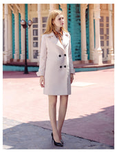 Load image into Gallery viewer, 2018 New Brand Women's Apparel Pure Collar Double-row Button Wool Overcoat 97031