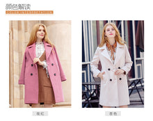 Load image into Gallery viewer, 2018 New Brand Women's Apparel Pure Collar Double-row Button Wool Overcoat 97031